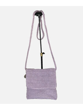 The Sak Lavender Crochet Crossbody Flap Bag Zipper Purse EUC